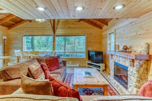 TV, fireplace, video games