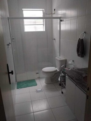 Shower, soap, toilet paper
