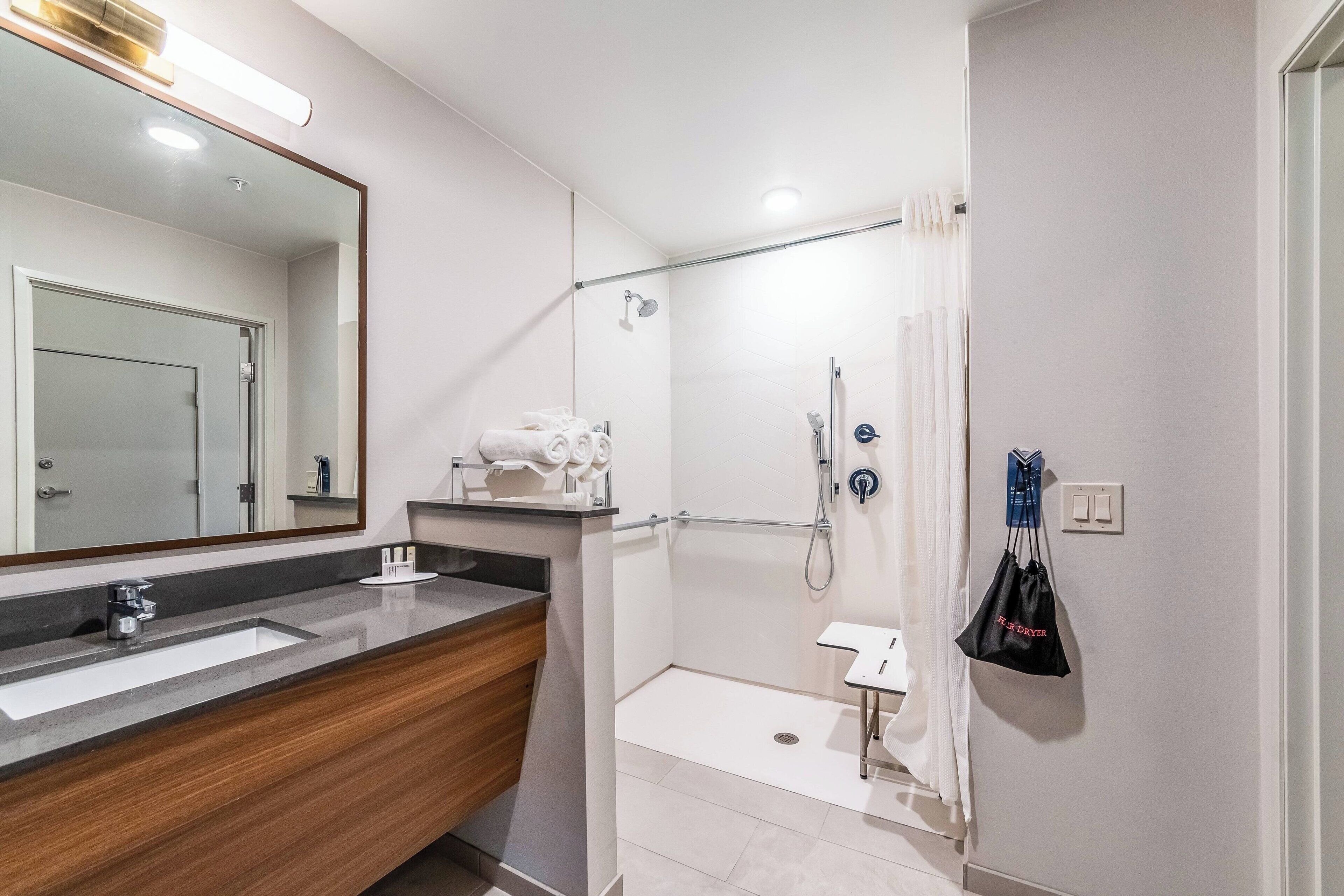 suite, 1 king bed with sofa bed | bathroom | free toiletries, hair dryer, towels