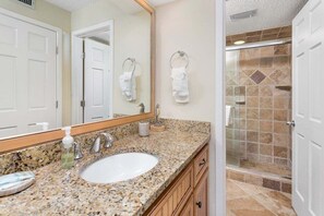 Shower, towels - Gated Oceanfront complex with pool! (Saint Simons Island)