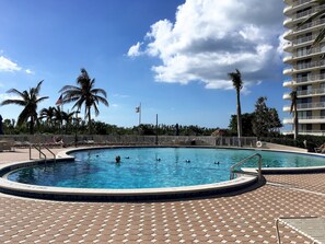 Outdoor pool, a heated pool - South Seas Tower 3- 801: Beautiful Beach Condo! (Marco Island)