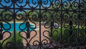 A wrought iron fence with intricate designs, a pool, and a pathway leading to a seating area. - Riad Sidi Hicham (Villa avec piscine sans vis à vis ) (MARRAKECH)