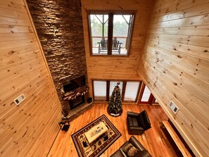 Smart TV, fireplace, video games, foosball