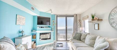 Télévision, cheminée