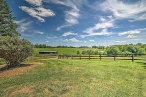Escape to a serene countryside setting surrounded by lush greenery and a tranquil atmosphere.