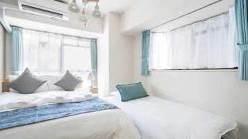 Blackout curtains, iron/ironing board, free WiFi, bed sheets