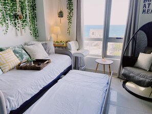 2 bedrooms, desk, iron/ironing board, travel cot