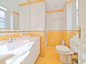 Douche, séchoir à cheveux, serviettes fournies