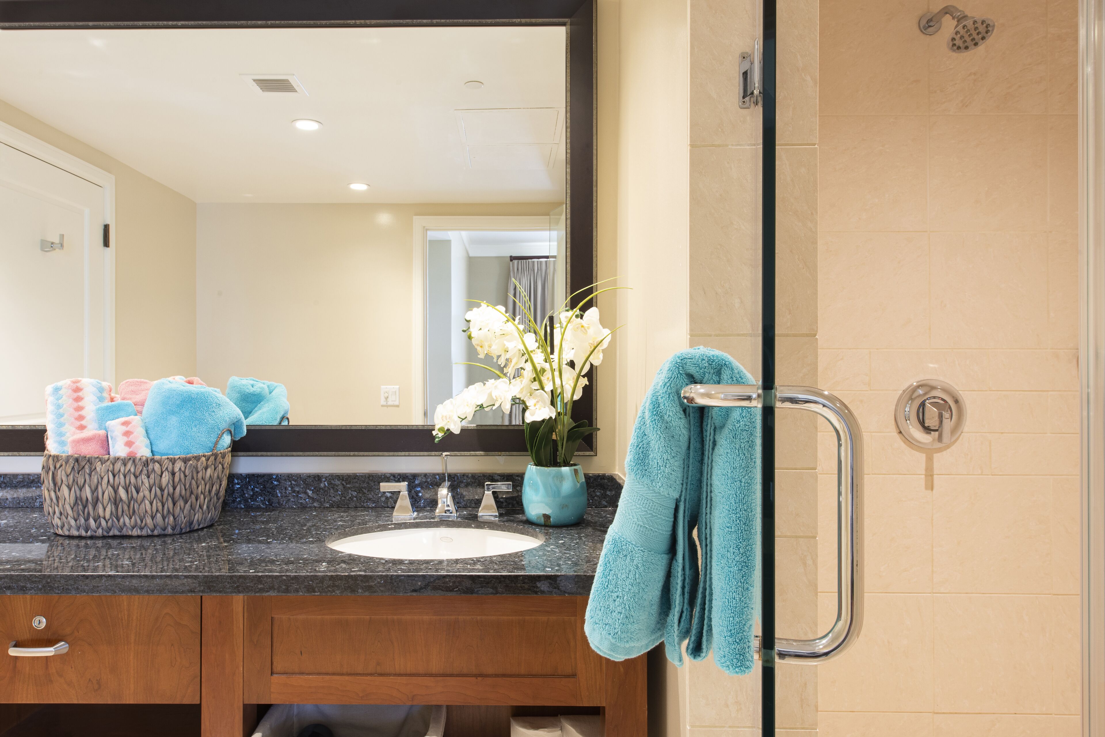 bathtub, hair dryer, towels, soap