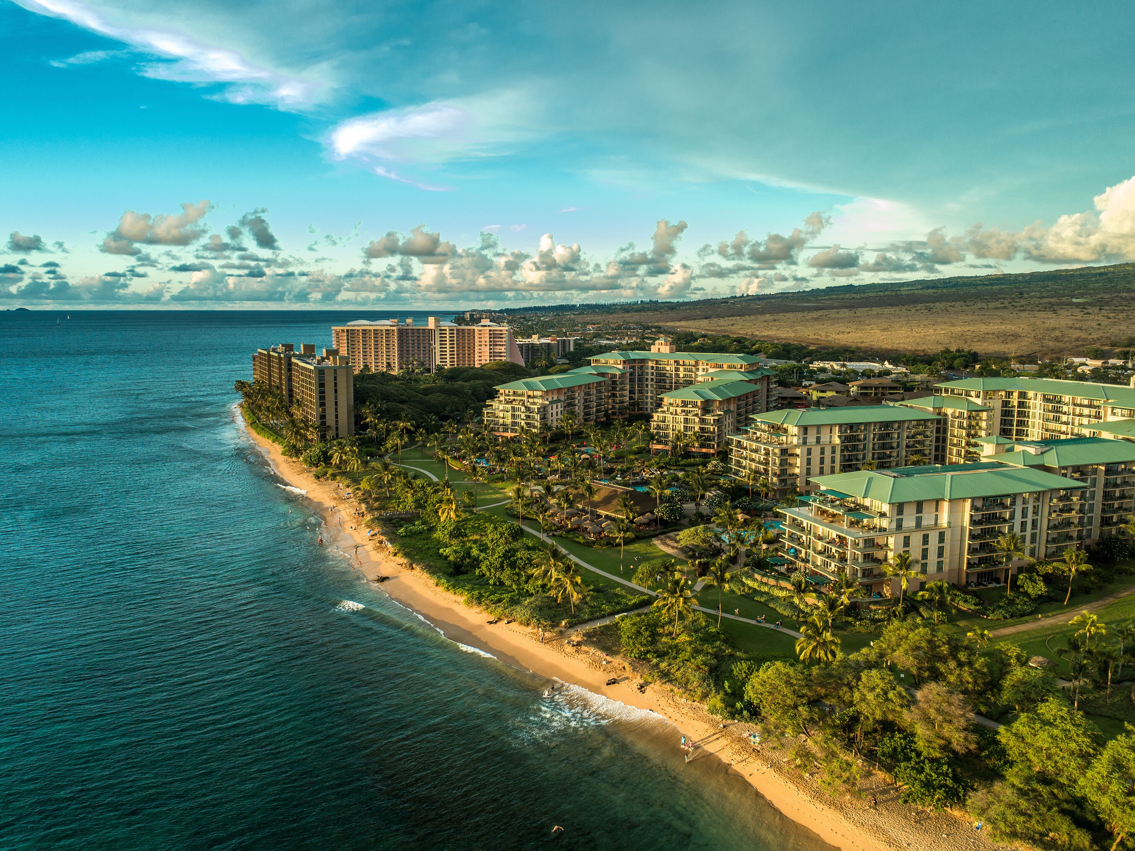 on the beach, sun-loungers, beach towels