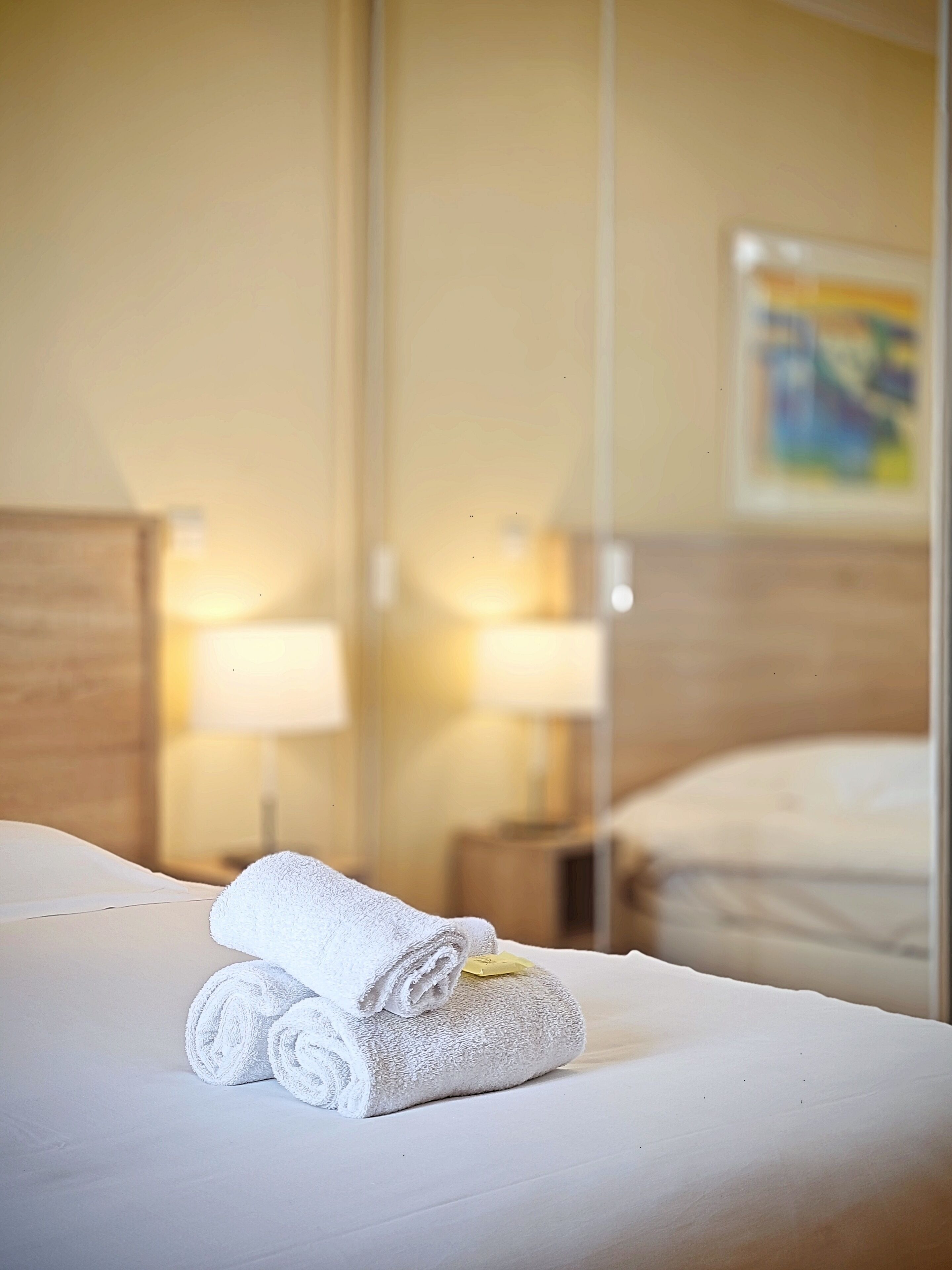 مكواة/لوح كي وخدمة الإنترنت وملاءات أسرّة