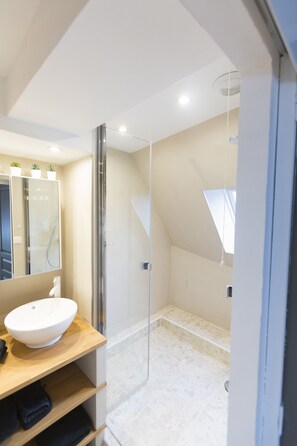 Shower, hair dryer, towels, toilet paper - Sweet Home Rennes Center Historique 65 m2 (Rennes)