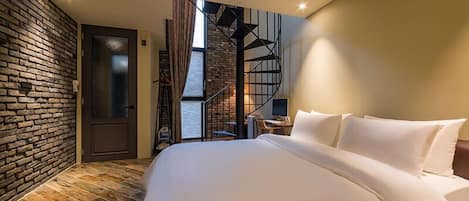 Premium bedding, down comforters, individually decorated