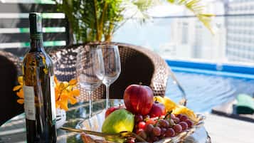 Outdoor pool, a rooftop pool, open open 24 hours, sun loungers