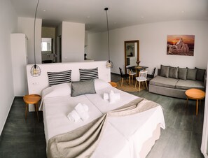 Deluxe Suite, Sea View (with Outdoor Jetted Tub) | In-room safe, desk, laptop workspace, soundproofing - Abelos Mykonos (Mykonos)