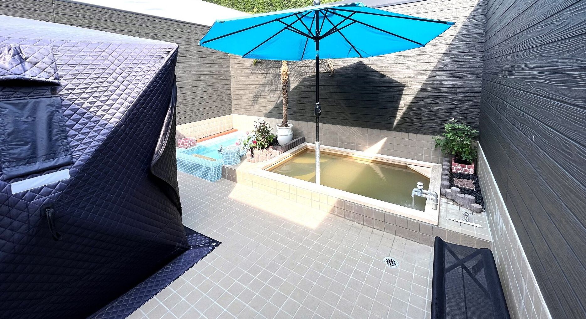 glamping (with open air bath, tent sauna) | bathroom | separate bathtub and shower, spring water bathtub, free toiletries