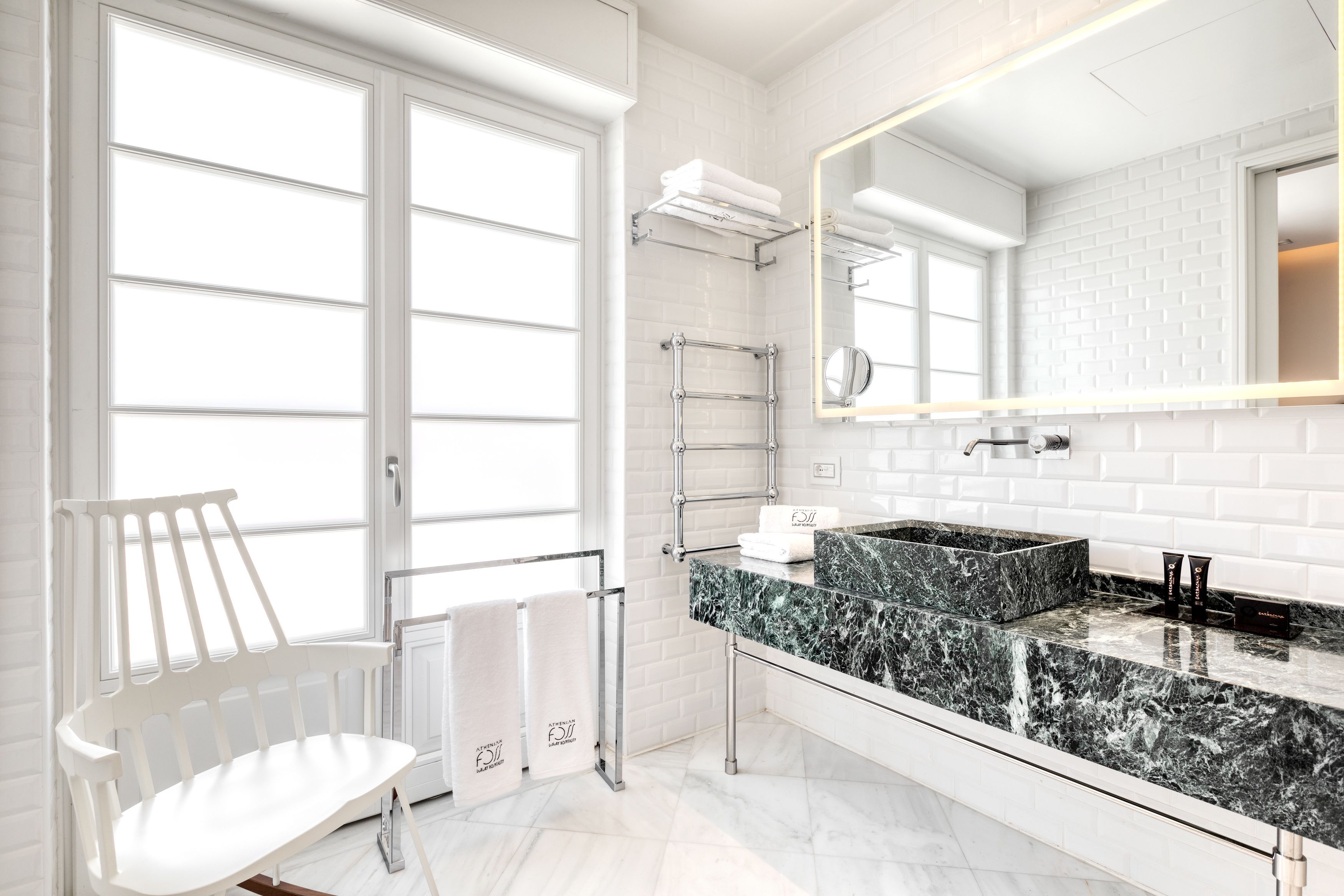 grand suite | bathroom | shower, designer toiletries, hair dryer, bathrobes