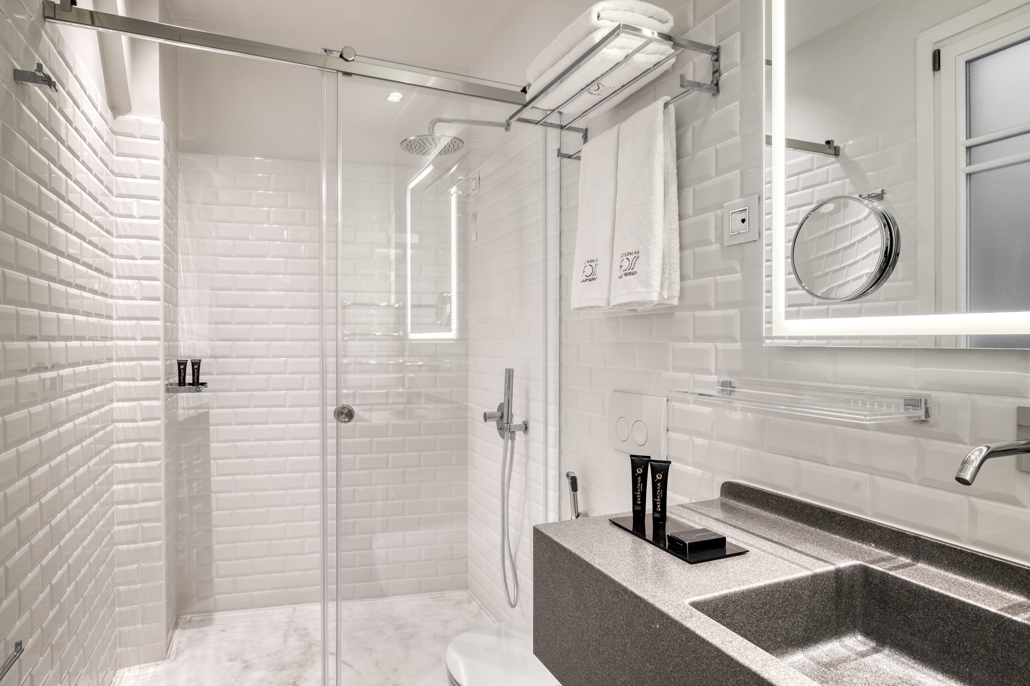 standard suite | bathroom | shower, designer toiletries, hair dryer, bathrobes