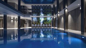 Indoor pool, seasonal outdoor pool, sun loungers