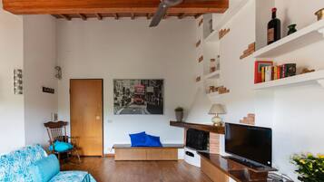 Apartment, 1 Bedroom | Living room | Flat-screen TV, fireplace