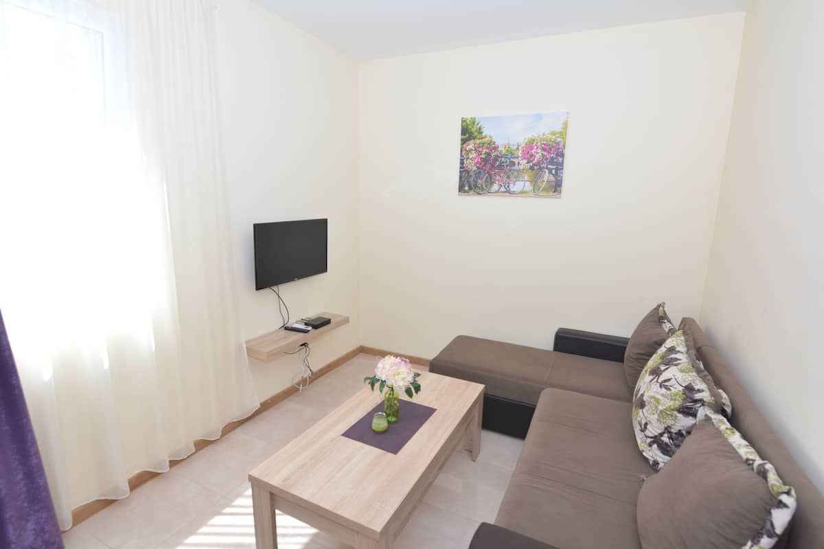 Departamento, 1 habitación | Sala de estar | Televisión de pantalla plana
