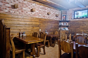 Breakfast, lunch, dinner served; Russian cuisine