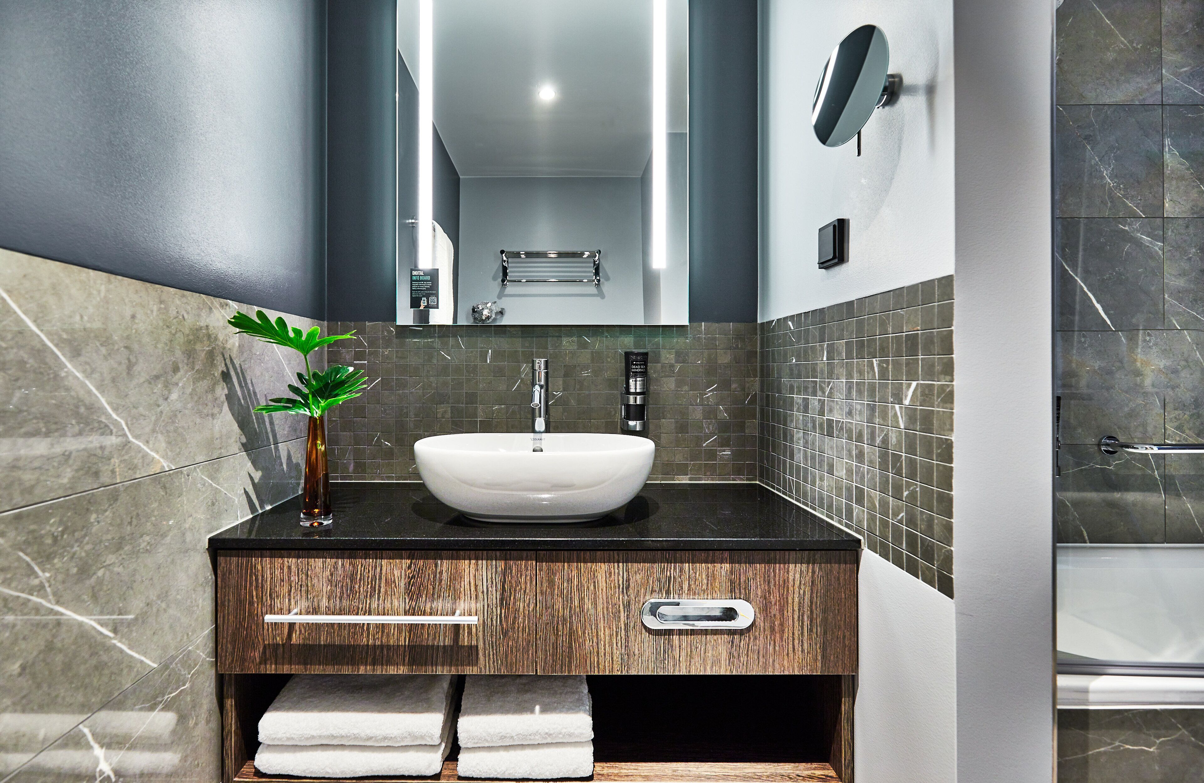 free toiletries, hair dryer, towels