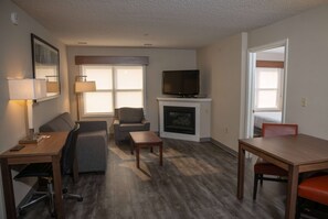 32-inch flat-screen TV with cable channels, TV
