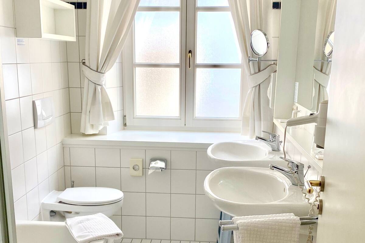 shower, free toiletries, hair dryer, slippers