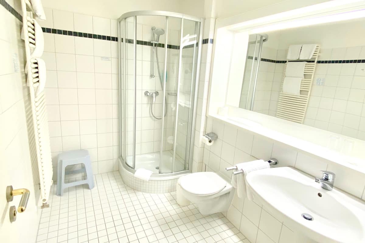 shower, free toiletries, hair dryer, slippers