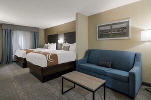 Suite, 2 Queen Beds, Non Smoking | Frette Italian sheets, premium bedding, pillowtop beds, desk