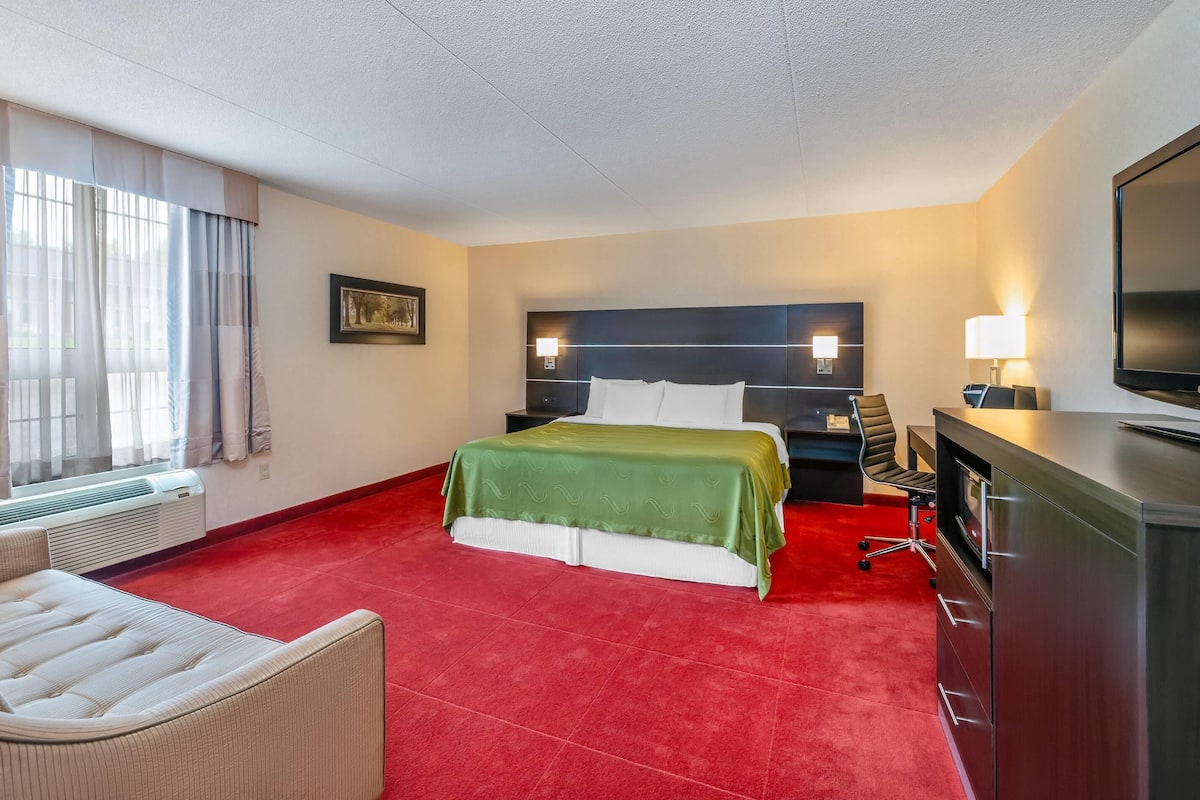 Kamar, 1 Tempat Tidur King dengan tempat tidur Sofa, Bebas Asap Rokok | Meja kerja, setrika/meja setrika, dan tempat tidur bayi gratis