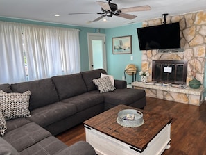 Smart TV, video games, DVD player, foosball