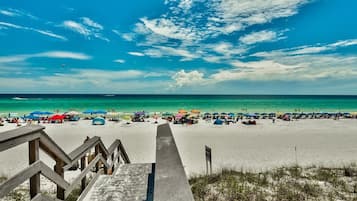 On the beach, white sand