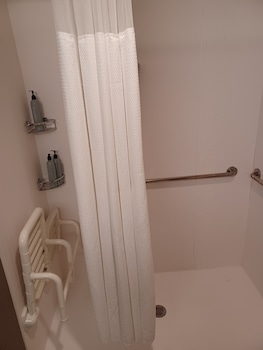 Room, 1 King Bed with Sofa bed (Mobility Accessible, Roll-In Shower) | Bathroom | Free toiletries, hair dryer, towels, soap at Courtyard by Marriott Charleston-North Charleston