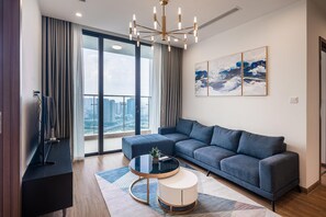 Luxury-Apartment, 3 Schlafzimmer, Seeblick, Turm | Wohnbereich