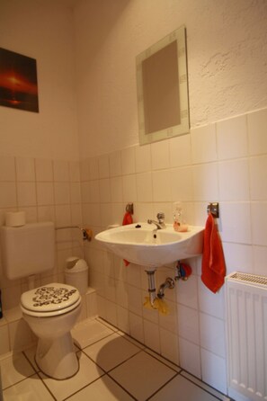 Combined shower/tub, hair dryer, towels - At the gates of Hamburg, in the old country (Mittelnkirchen)