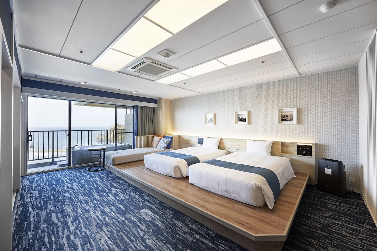 Kahden hengen deluxe-huone (kaksi sänkyä), tupakointi kielletty (Open-air bath, 1-4 persons) | Ylelliset vuodevaatteet, tallelokero huoneessa, työpöytä