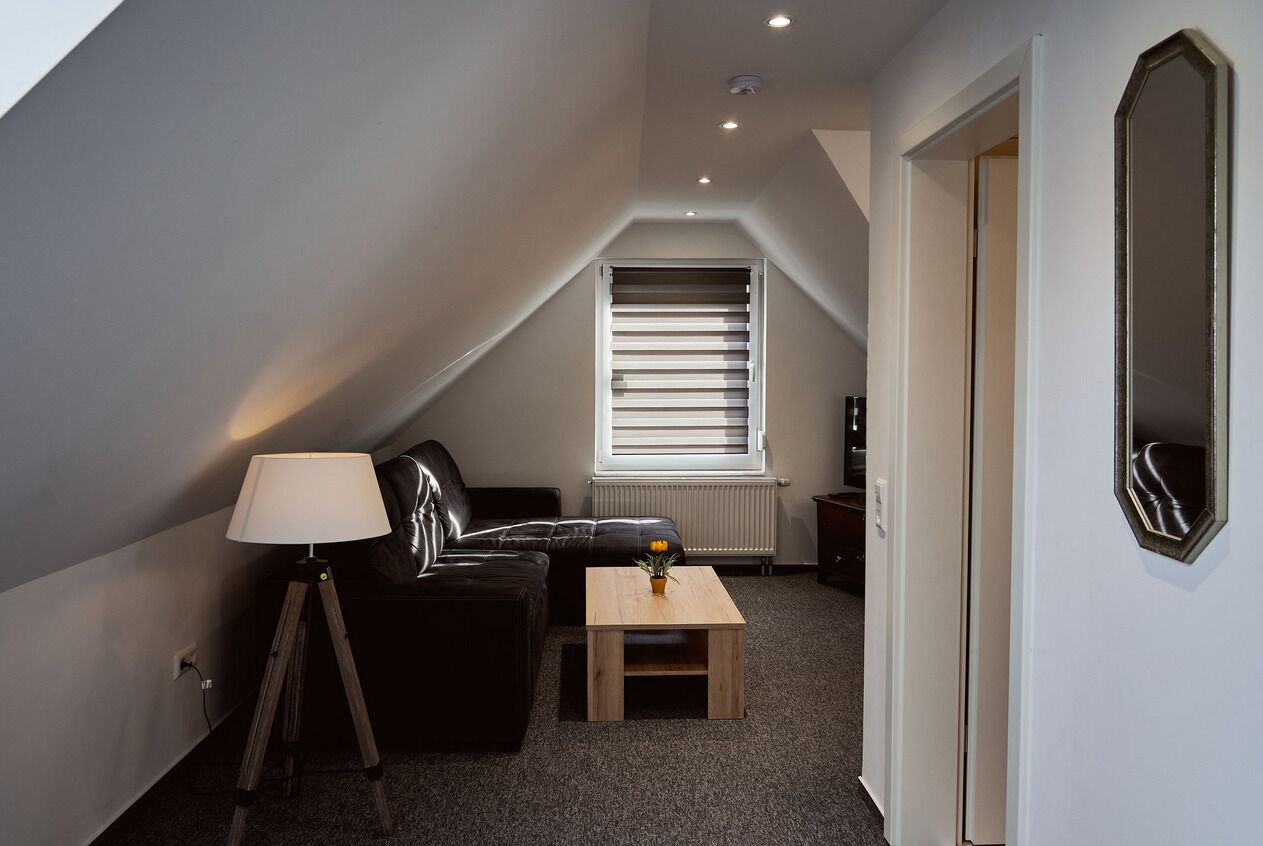 Apartment, 1 Bedroom (Nr. 5, 2.Obergeschoss links) | Living area | 55-inch flat-screen TV with satellite channels, TV