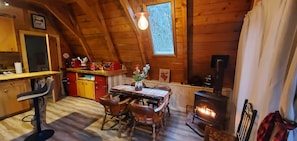 Dining - Private lakeside A-frame cabin w/ hot tub, beach, docks, games... 4 season fun! (Coeur d'Alene)