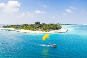 Privatstrand, weiĂer Sandstrand, Sporttauchen, Schnorcheln