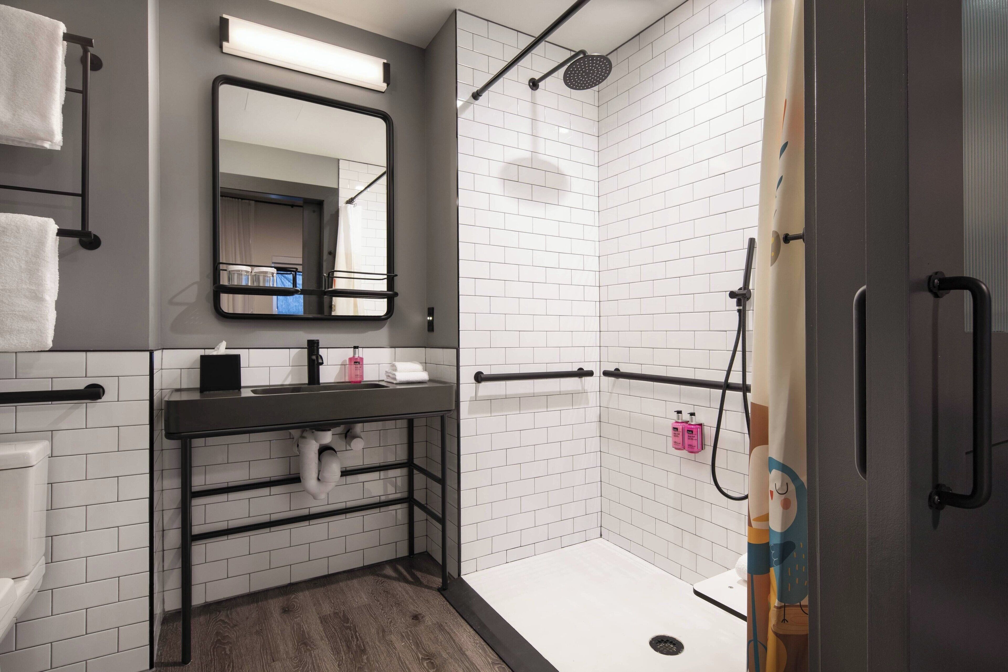 free toiletries, hair dryer, towels