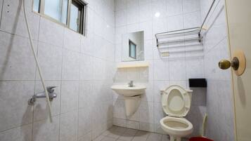 Een douche, een regendouche, gratis toiletartikelen, een haardroger
