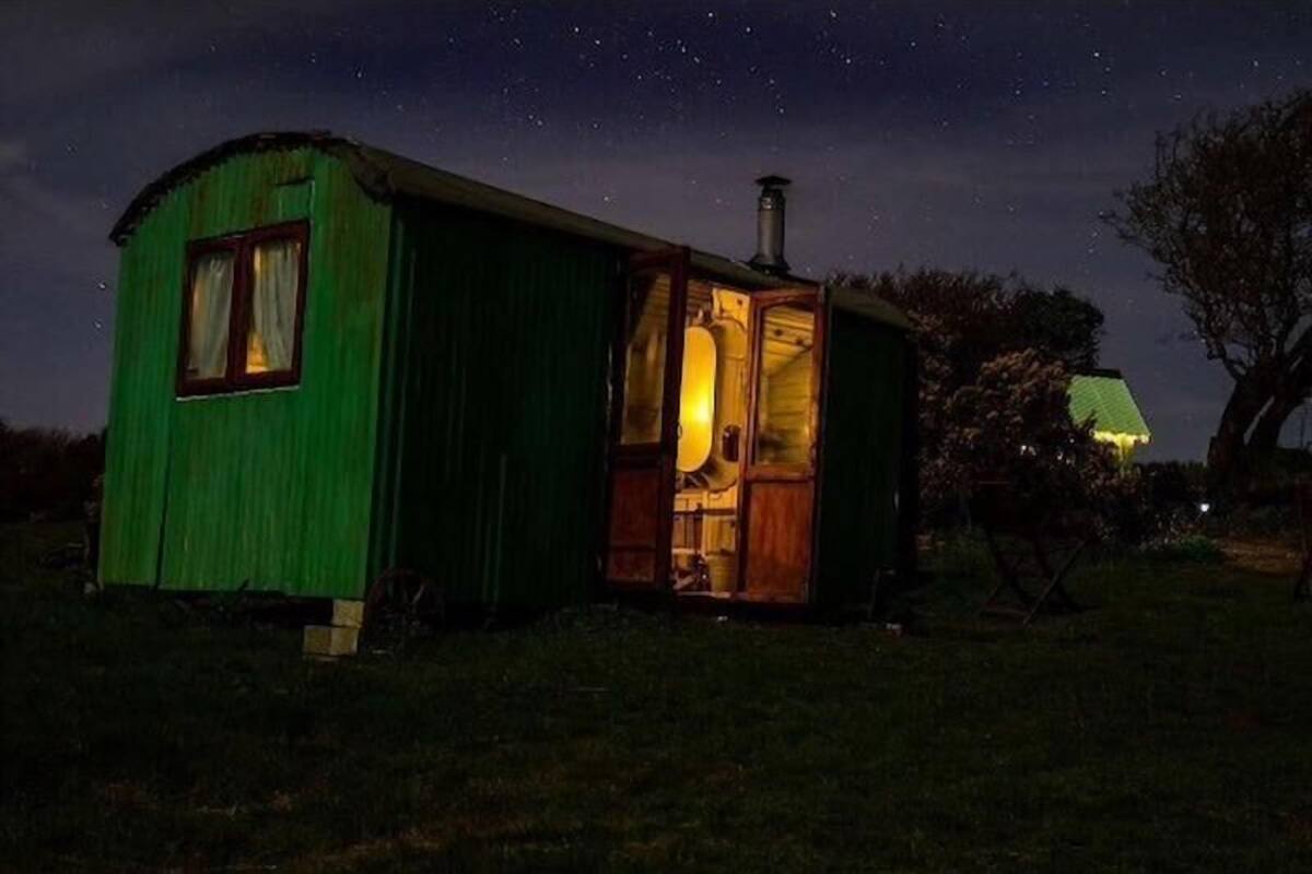 Cabaña panorámica, 1 cama matrimonial, vista al río, en el área del jardín | Terraza o patio