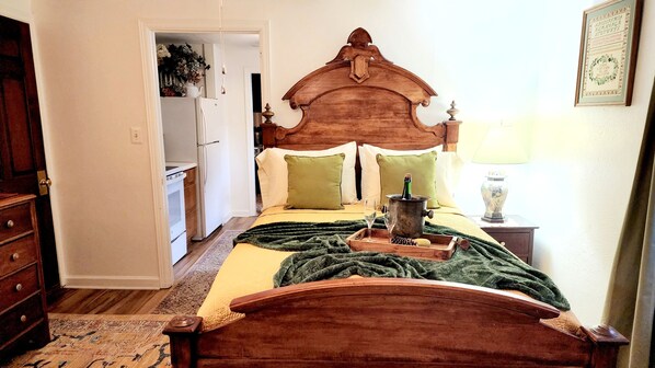 1 bedroom, desk, iron/ironing board, travel crib