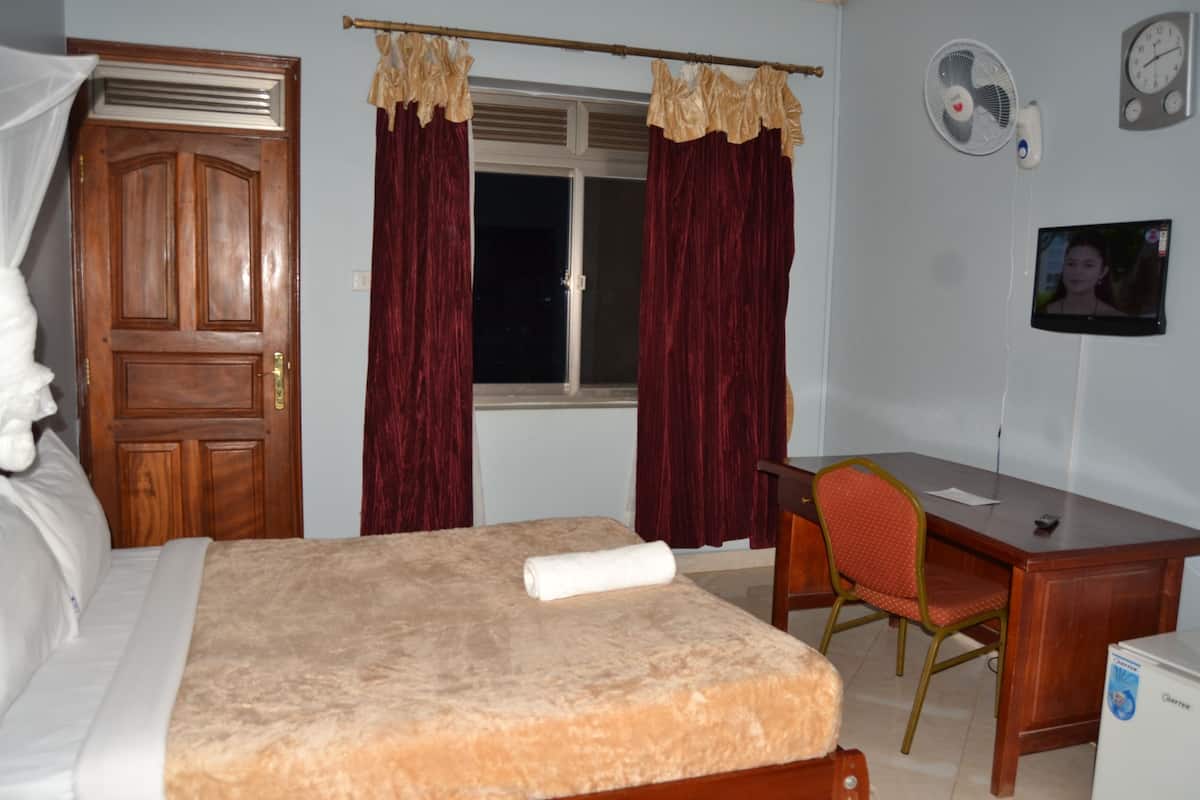 Desk, laptop workspace, blackout drapes, WiFi (free)