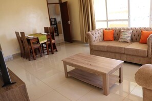 Living area - offering 3 bedroom fully furnished apartment at Mombasa Diani beach . (Mombasa)