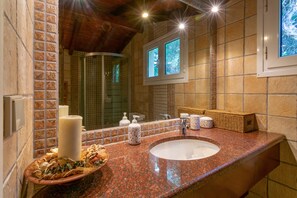 Villa, 4 Bedrooms, Beachfront | Bathroom | Separate tub and shower, free toiletries, hair dryer, towels