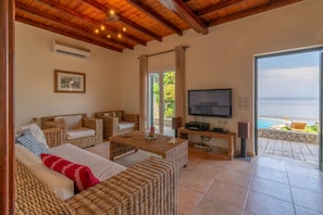 Villa, 4 Bedrooms, Beachfront | Living area | LCD TV, DVD player - Villa Benele (Corfu)