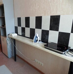 Fridge, microwave, stovetop